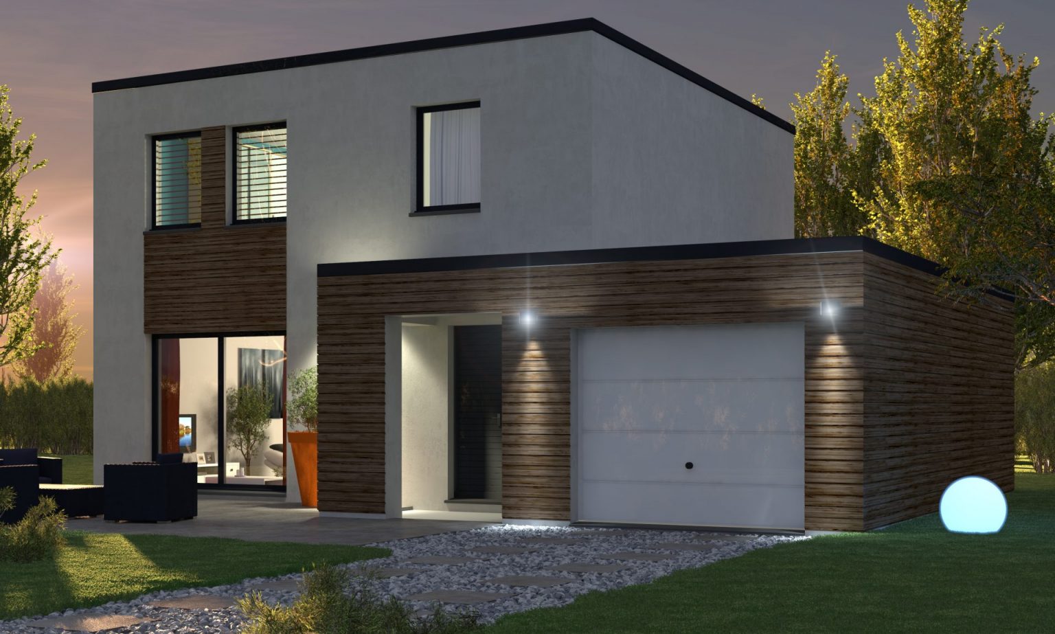 citadine_garage_toitplat_nuit hd