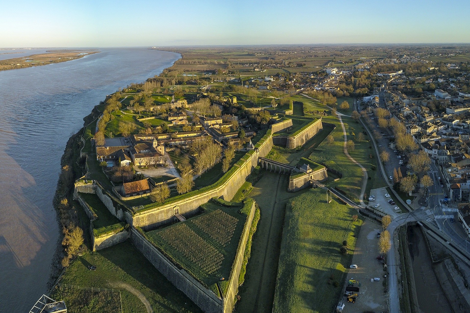 Aerial view, Blaye Citadel, UNESCO world heritage site in Gironde, Aquitaine, France