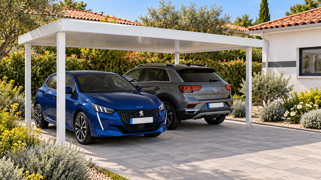 Carport moderne, deux voitures