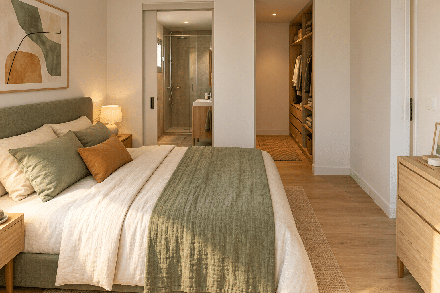 Chambre parentale compacte, dressing et salle d’eau