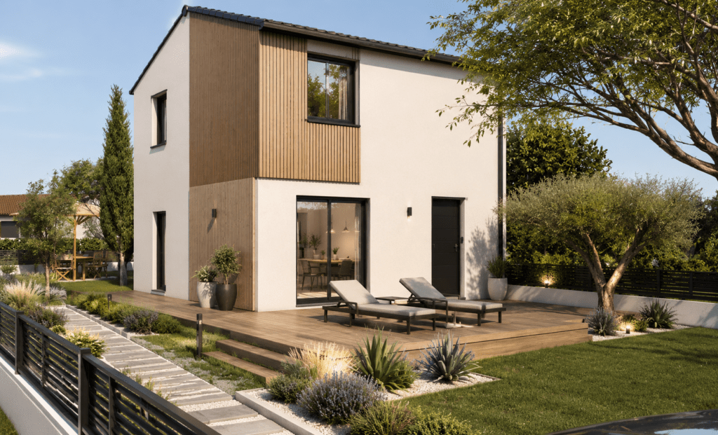 modèle Citadine avec décor extérieur bardage bois