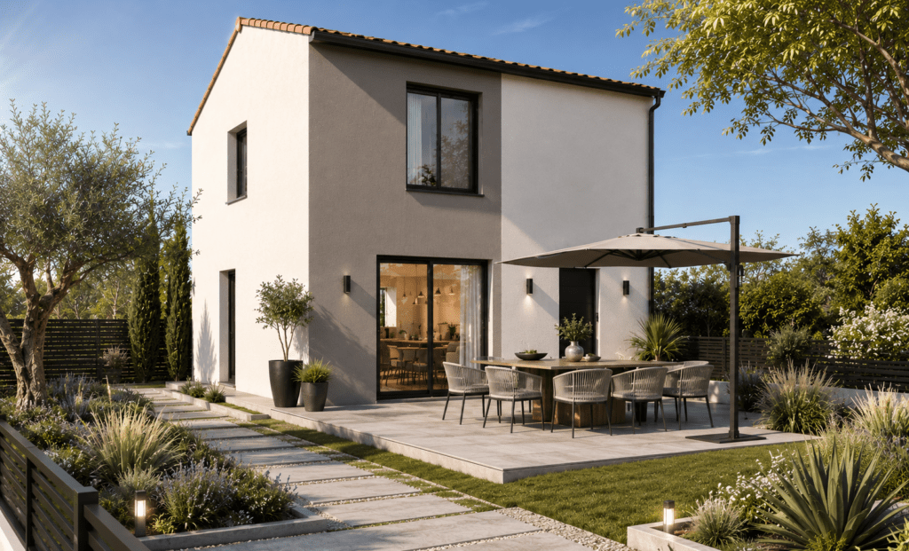 modèle Citadine avec décor extérieur enduit 2 tons