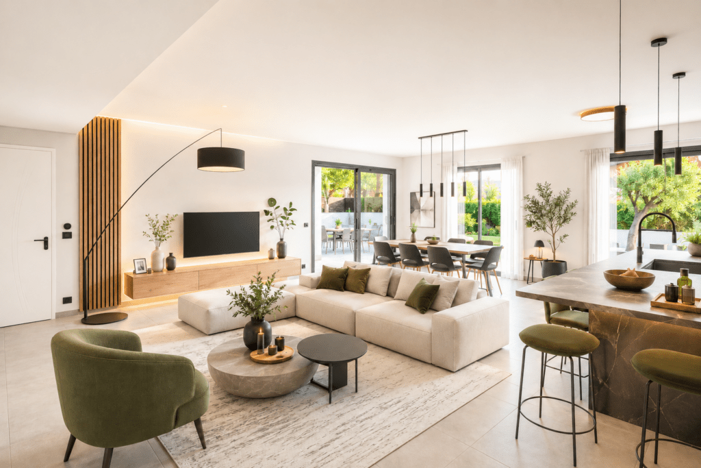 pièce de vie du modèle de maison Rio