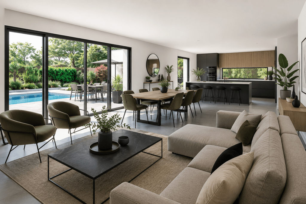 Pièce de vie du modèle de maison melbourne