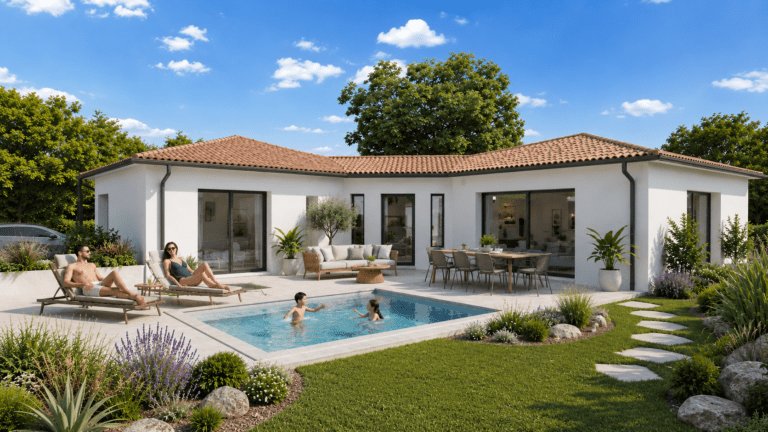 modèle de maison nairobi, vue arrière, toiture tuiles terre cuite