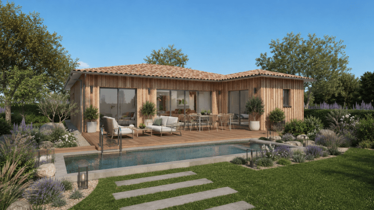 modele acaccia, maison ossature bois, toiture tuiltes terre cuite