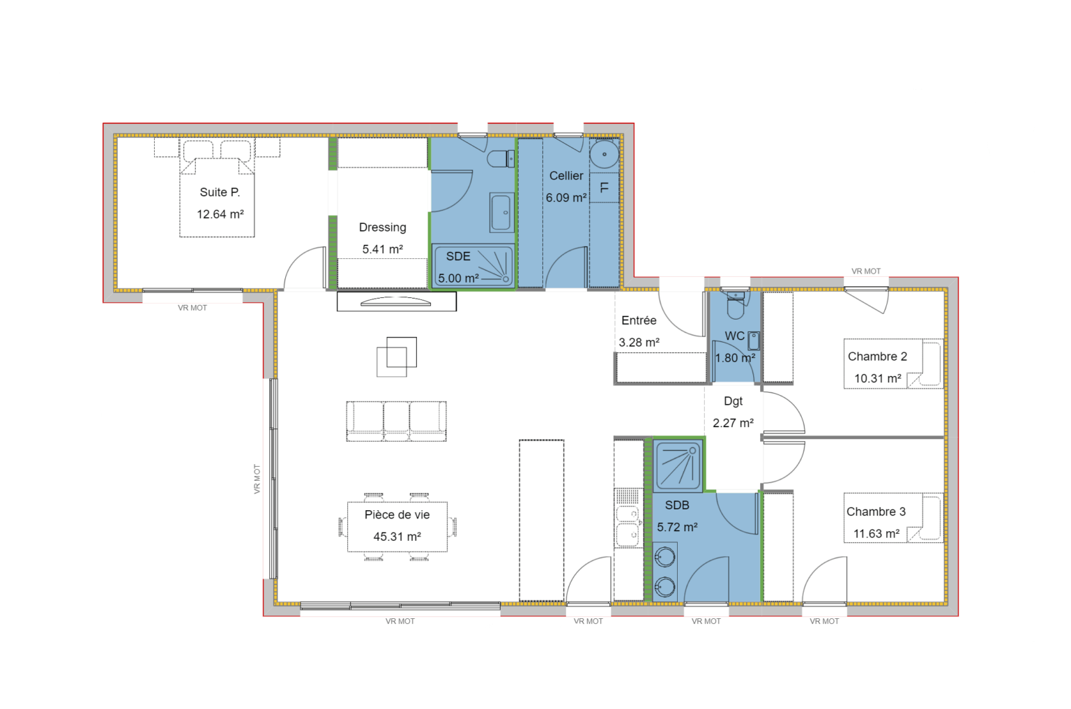 Plan du modèle de maison Chataignier_sans cote