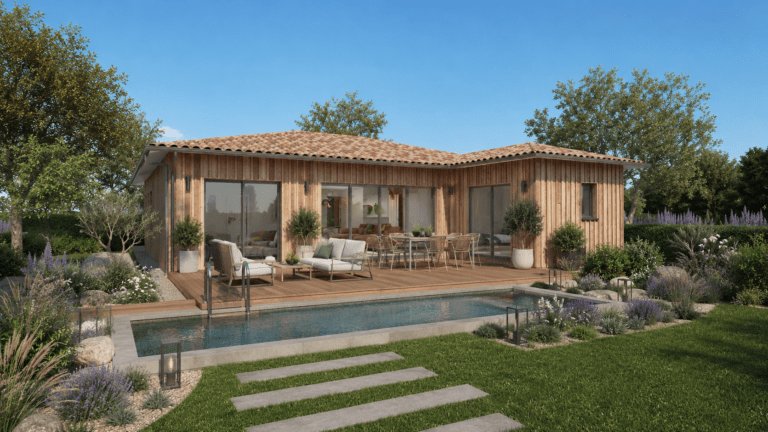 modele acaccia, maison ossature bois, toiture tuiltes terre cuite