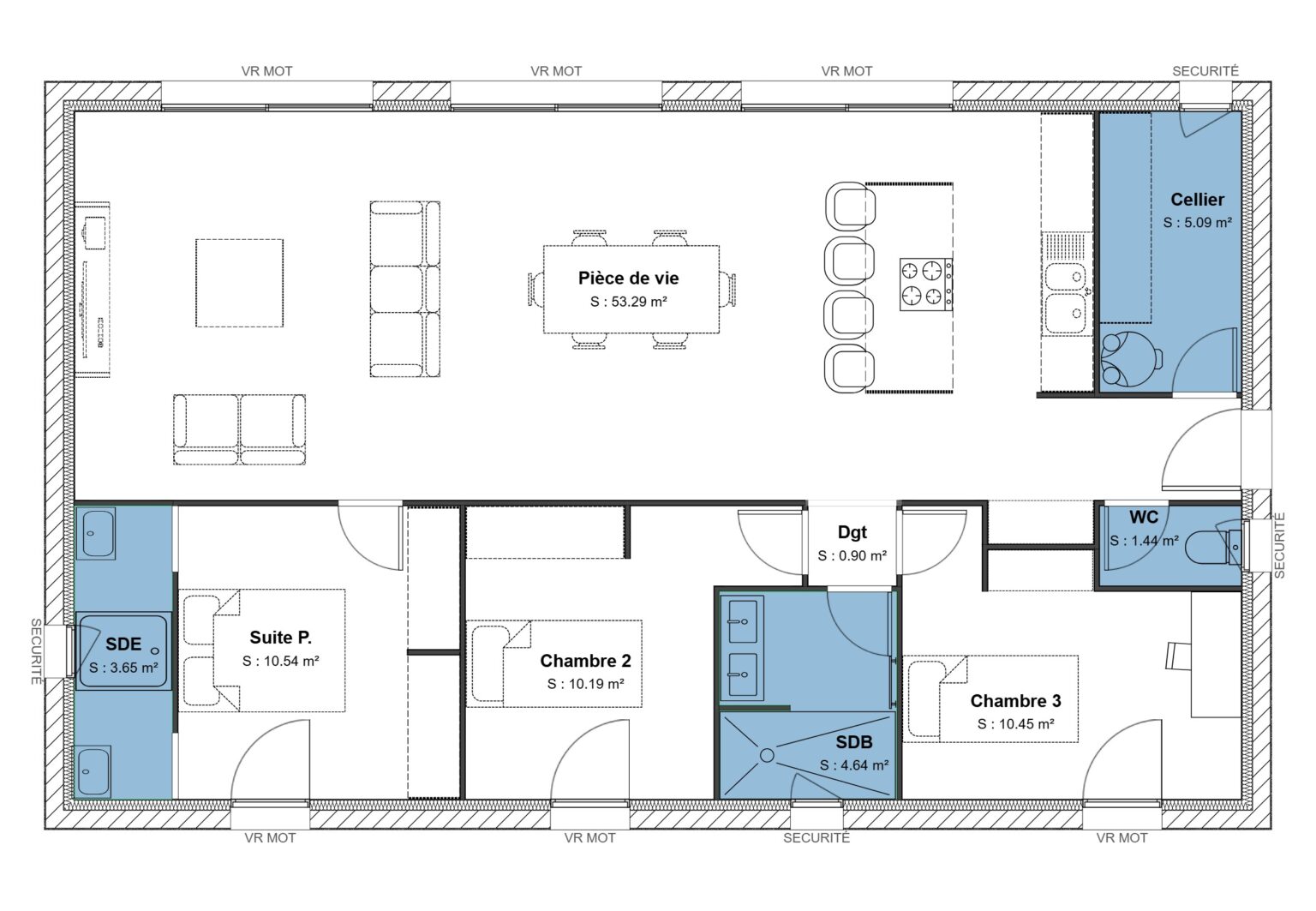 100 m² - SP + 2 ch - Horizontal