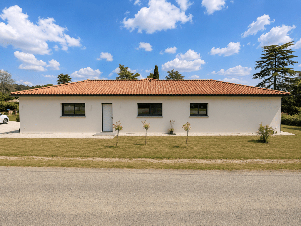 Maison neuve de plain-pied construite par DCA sur la commune d'Eymet (Dordogne)