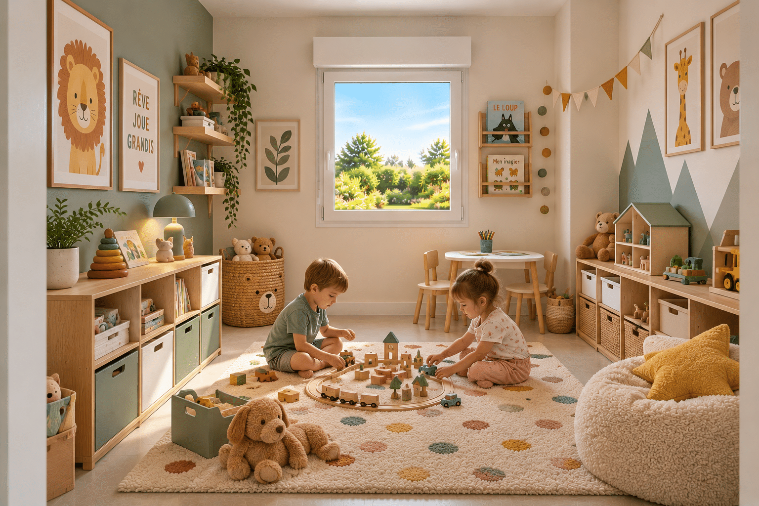 modele de maison carré_salle de jeux scandinave pleine de vie